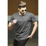 Madmext Füme Erkek Tişört 4461 %100 Cotton Kısa Kol Slim Fit Yaz Sezonu İçin Rahat Tasarım