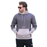 Madmext Füme Kapüşonlu Baskılı Cep Detaylı Erkek Sweatshirt 7083,Füme M