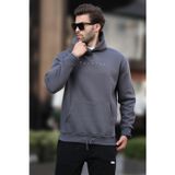 Madmext Füme Kapüşonlu Baskılı Erkek Sweatshirt 7077