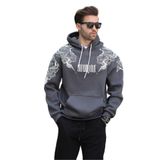 Madmext Füme Kapüşonlu Cep Detaylı Baskılı Erkek Sweatshirt 7052,Füme S