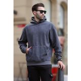 Madmext Füme Kapüşonlu Cep Detaylı Polar Erkek Sweatshirt 7093