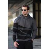 Madmext Füme Kapüşonlu Fermuar Yaka Desenli Erkek Sweatshirt E7162