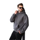 Madmext Füme Kapüşonlu Kanguru Cep Erkek Sweatshirt E7169,Füme L