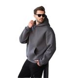 Madmext Füme Kapüşonlu Kanguru Cep Erkek Sweatshirt E7169,Füme M