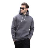 Madmext Füme Kapüşonlu Nakış Detaylı Cepli Erkek Sweatshirt 7066,Gri M