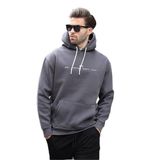 Madmext Füme Kapüşonlu Nakış Detaylı Cepli Erkek Sweatshirt 7066,Gri S