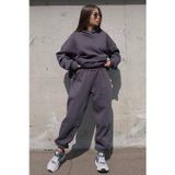 Madmext Füme Kapüşonlu Oversize Kadın Eşofman Takımı Mg1609