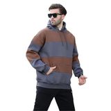 Madmext Füme Kapüşonlu Renk Bloklu Cep Detaylı Erkek Sweatshirt 7044,Füme L