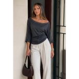 Madmext Füme Kayık Yaka Zımba Detaylı Bluz MG2697