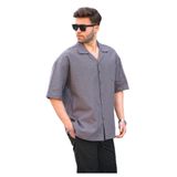Madmext Füme Kısa Kollu Oversize Erkek Gömlek 6737,Füme S