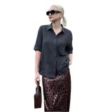 Madmext Füme Muslin Kumaş Basic Kadın Gömlek Mg1784,Füme M