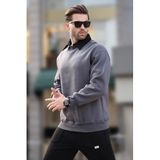 Madmext Füme Polo Yaka Erkek Sweatshirt 7086,Füme M