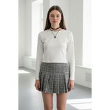 Madmext Gri %100PAMUKLU Ekose Desen Pileli Mini Şort Etek MG2629 - XS