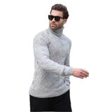Madmext Gri Balıkçı Yaka Desenli Erkek Kazak E7292,Gri 2XL