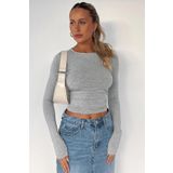 Madmext Gri Basic Slim Kadın Body MG1994