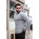 Madmext Gri Bisiklet Yaka Overfit Erkek Triko Kazak E7402 - XL