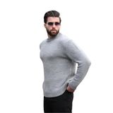 Madmext Gri Bisiklet Yaka Overfit Erkek Triko Kazak E7402,Gri XL