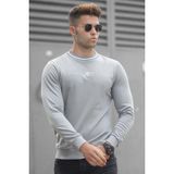 Madmext Gri Boyalı Triko Erkek Kazak Boğazlı Yaka Slim Fit Günlük - Tütün