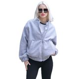 Madmext Gri Buklet Bomber Kadın Ceket Mg1967,Gri XL