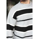 Madmext Gri Çizgili Bisiklet Yaka Triko Erkek Kazak E7455 - XL