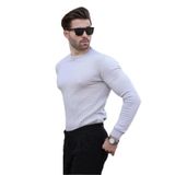 Madmext Gri Desenli Erkek Triko Kazak 7266,Gri 2XL