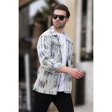 Madmext Gri Desenli Tek Cepli Erkek Polar Gömlek 6750 - XL