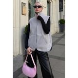 Madmext Gri Dik Yaka Kadın Peluş Yelek Mg2578,Gri S