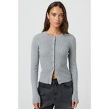 Madmext Gri Düğmeli Uzun Kollu Kaşkorse Hırka Kadın Slim Fit Triko Orta Kalınlık MG2177