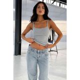 Madmext Gri Fitilli Görünümlü Askılı Basic Atlet Mg2236,Gri XL