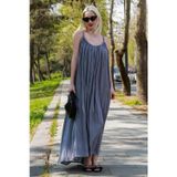 Madmext Gri Halter Yaka Askılı Uzun Basic Kadın Elbise MG2163