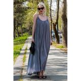 Madmext Gri Halter Yaka Askılı Uzun Basic Kadın Elbise Mg2163,Gri S