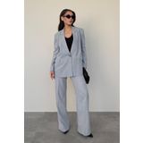Madmext Gri Oversize Blazer Kadın Ceket Mg2445