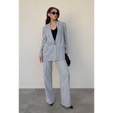 Madmext Gri Oversize Blazer Kadın Ceket Mg2445,Gri M