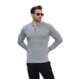 Madmext Gri Polo Yaka Fermuarlı Uzun Kollu Erkek Kazak 7240,Gri M