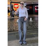 Madmext Gri Straight Fit Jean Pantolon, Kadın, Normal Bel, 34 Beden