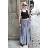 Madmext Gri Vual Kumaş Basic Kadın Uzun Boy Kadın Etek Mg2366,Gri XL