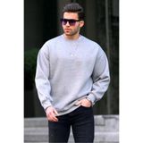 Madmext Grimelanj Bisiklet Yaka Oversize Şardonlu Basic Erkek Sweatshirt 6048