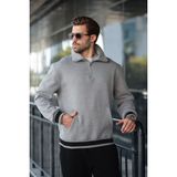 Madmext Grimelanj Fermuarlı Dik Yaka Kanguru Cep Erkek Sweatshirt E7159