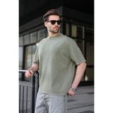 Madmext Haki %100 Pamuklu Oversize Erkek Tişört E7178