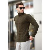 Madmext Haki Balıkçı Yaka Desenli Erkek Kazak E7292 - 2XL