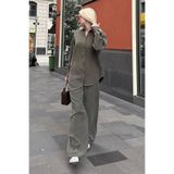 Madmext Haki Basic Kadın Gömlek Pantolon İkili Takım Mg2352,Haki S