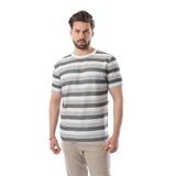 Madmext Haki Bisiklet Yaka Çizgili Erkek T-Shirt E7118,Haki M