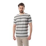 Madmext Haki Bisiklet Yaka Çizgili Erkek T-Shirt E7118,Haki S