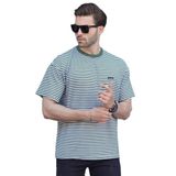 Madmext Haki Bisiklet Yaka Çizgili Kısa Kollu Arma Detaylı Erkek T-Shirt 7031,Haki M