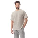 Madmext Haki Bisiklet Yaka Pamuklu Çizgili Erkek T-Shirt E7121,Haki 2XL