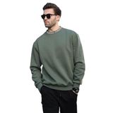 Madmext Haki Bisiklet Yaka Şardonlu Erkek Sweatshirt 7047,Haki L
