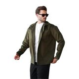 Madmext Haki Cepli Basic Erkek Polar Gömlek E6764,Haki 2XL