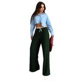 Madmext Haki Çift Bel Bantlı Wide Leg Kadın Pantolon Mg2551,Haki M