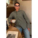 Madmext Haki Çizgili Sendy Kumaş Kadın Gömlek MG2834