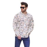 Madmext Haki Desenli Uzun Kollu Oversize Erkek Gömlek 6731,Haki 2XL